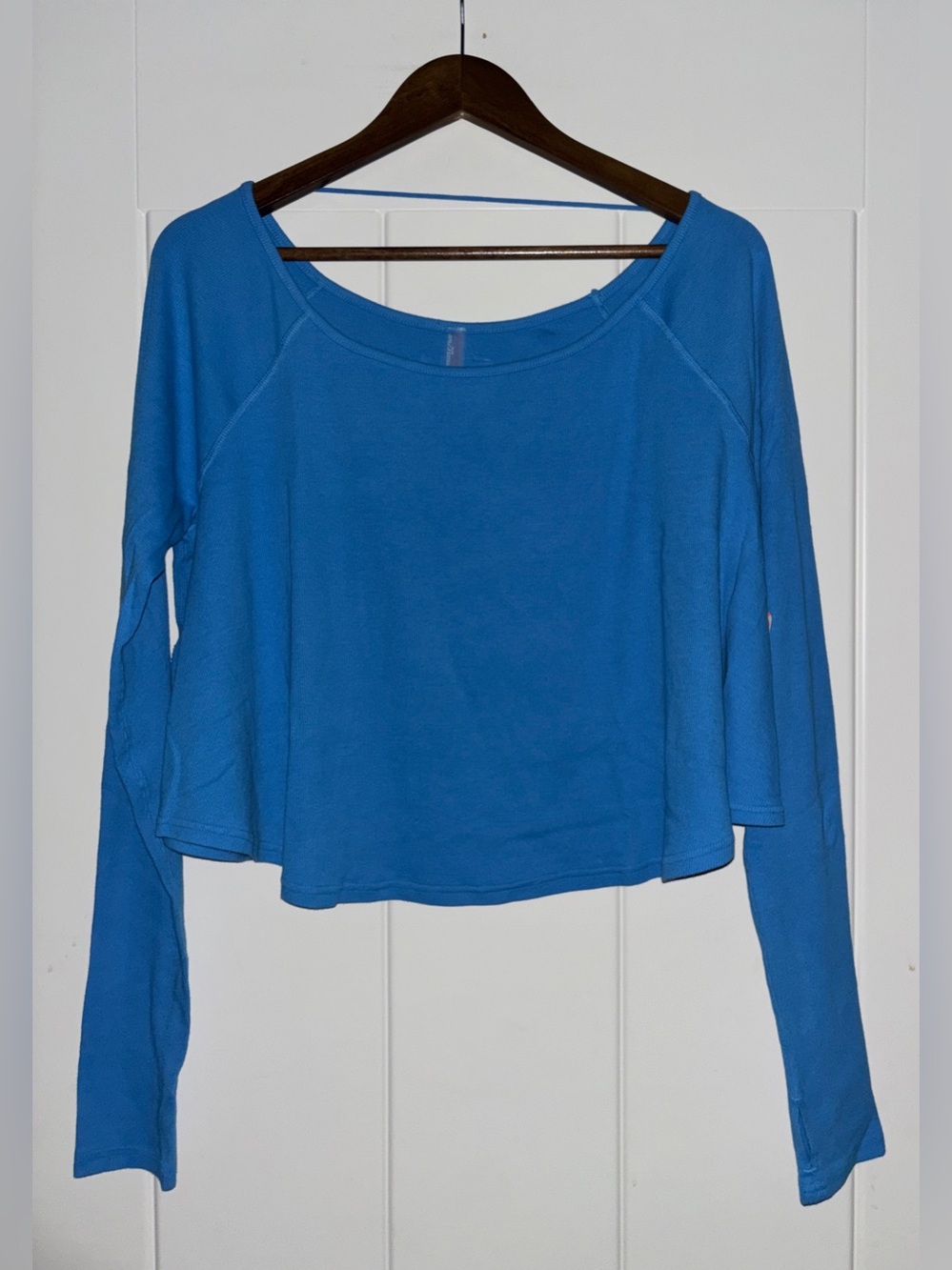 FP Movement By Free People On Track Layer Crop In Bali Blue Tee Women XL NEW